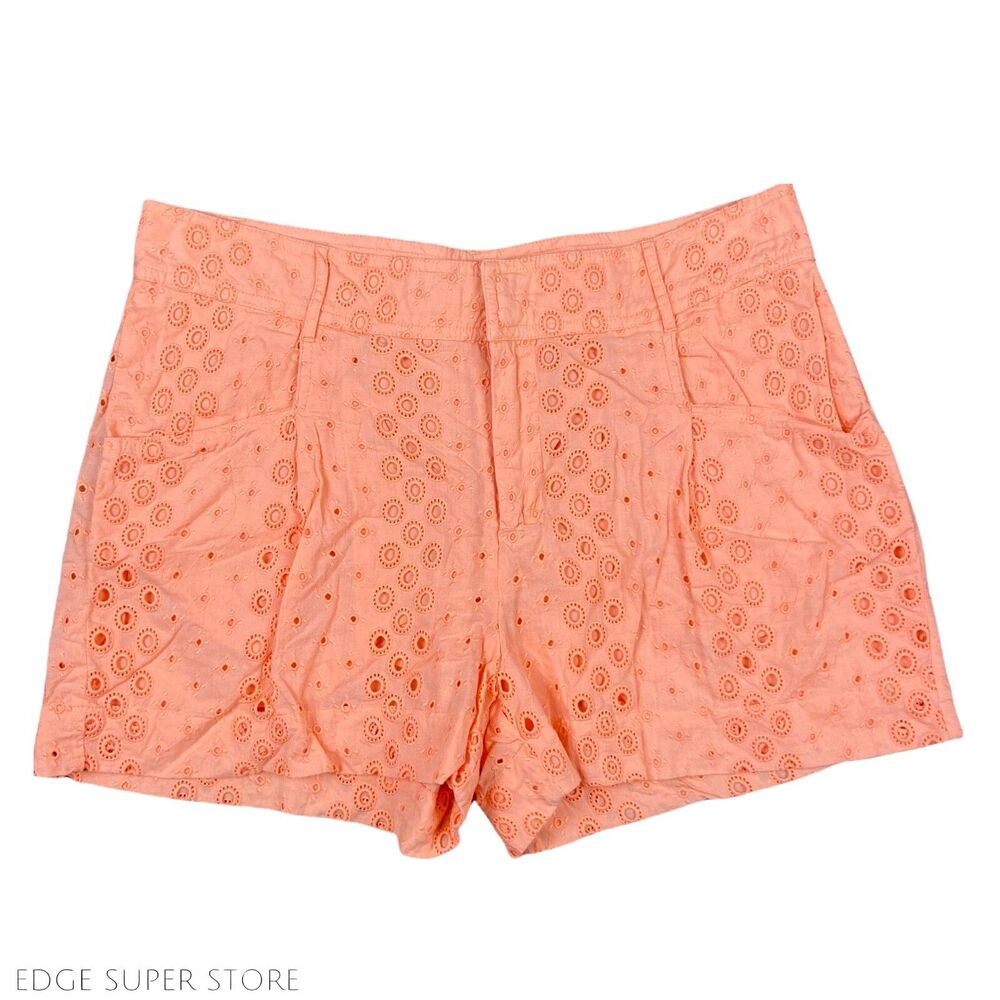 Comptoir Des Cotonniers Neon Orange Polka Dot Lace Cotton Mini Shorts Size 38